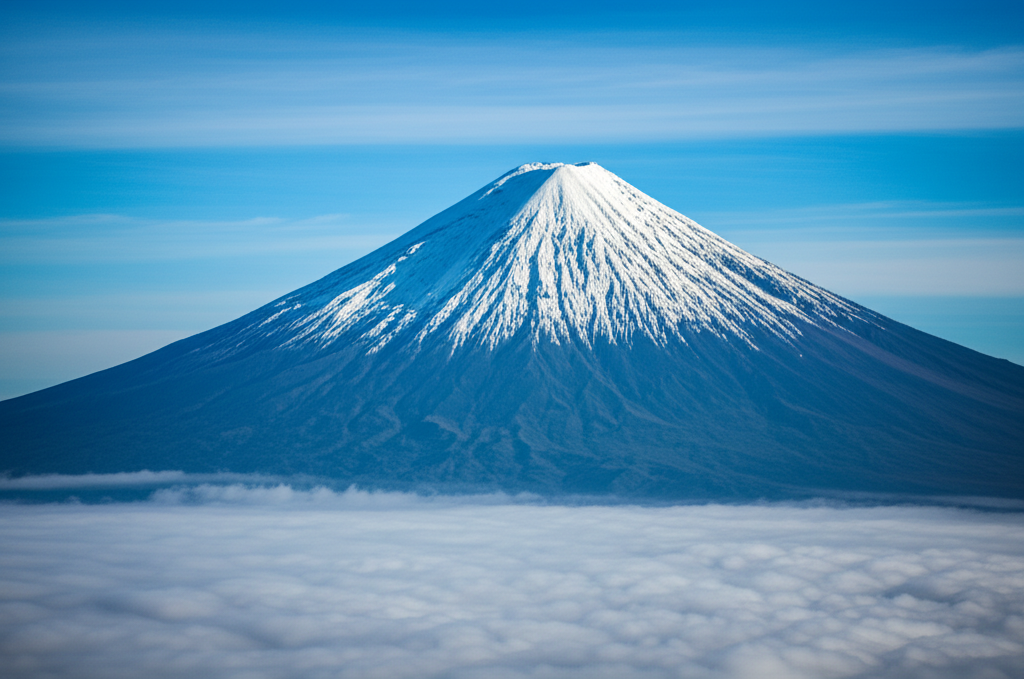 Contoh Prompt Gambar AI Gunung di Balik Awan Putih Contoh Prompt Gambar AI Gunung di Balik Awan Putih