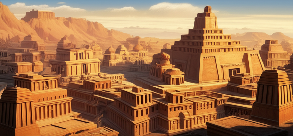 Contoh Prompt Gambar AI Kota Kuno Bergaya Mesopotamia Contoh Prompt Gambar AI Kota Kuno Bergaya Mesopotamia