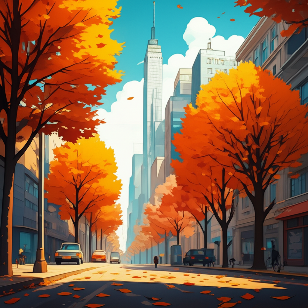 Contoh Prompt Gambar AI Kota di Musim Gugur dengan Daun Jatuh Contoh Prompt Gambar AI Kota di Musim Gugur dengan Daun Jatuh
